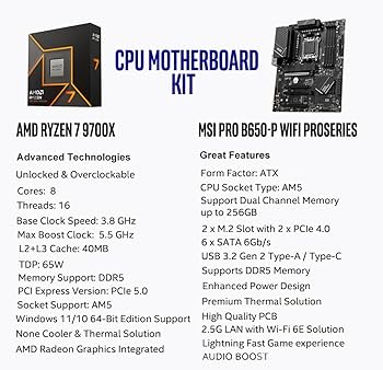 CPU Ryzen7 9700x CPU AM5 New AMD Ryzen 7 9700X Processor R7 9700X 5.5GHz 8-Core 16